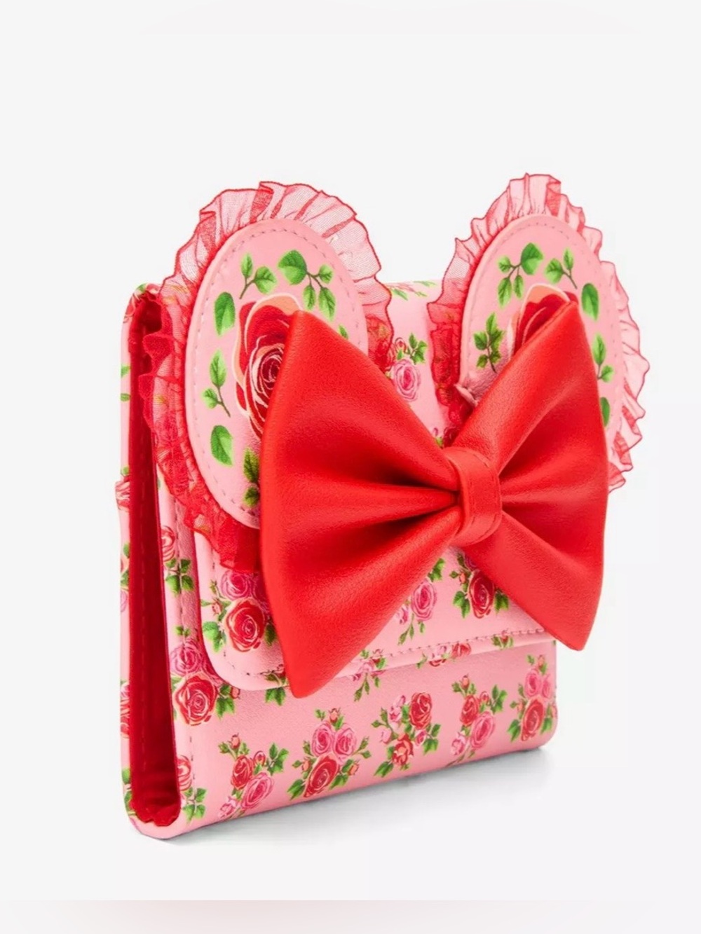 Loungefly Disney Minnie Mouse Pink & Red Rose Mini Flap Wallet - NWT - Picture 3 of 4